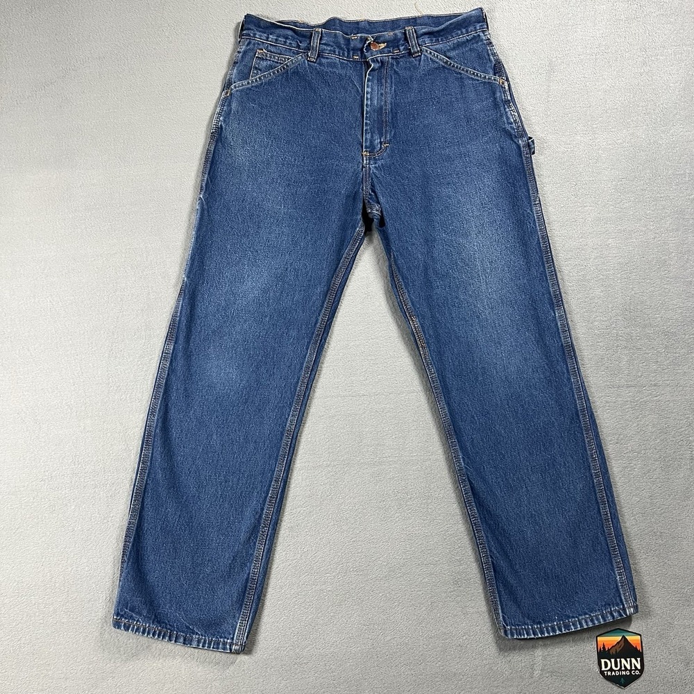 VTG Round House Jeans Mens 34x30 Blue Straight Carpenter Medium Wash USA Denim